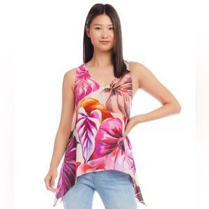 Karen Kane Multicolor Prettg In Pink Uneven Hem Tank Size Small NWT